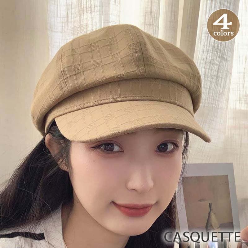 キャスケット軽量紫外線対策帽子　リネン