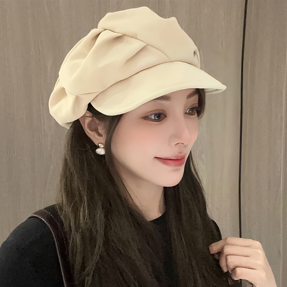 ボリューム キャスケット レディース 無地 つば付き帽子