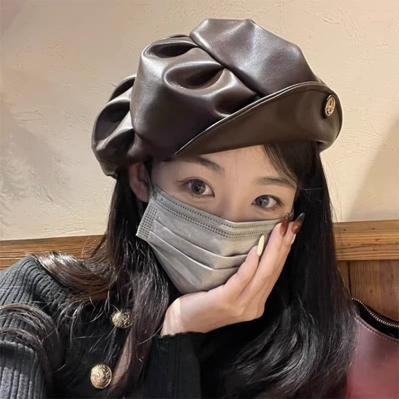 つや玉レザーキャスケット