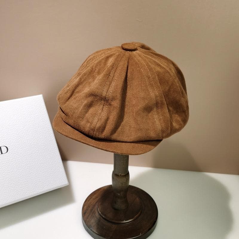 小顔効果キャスケット 無地シンプル コーデュロイ帽子