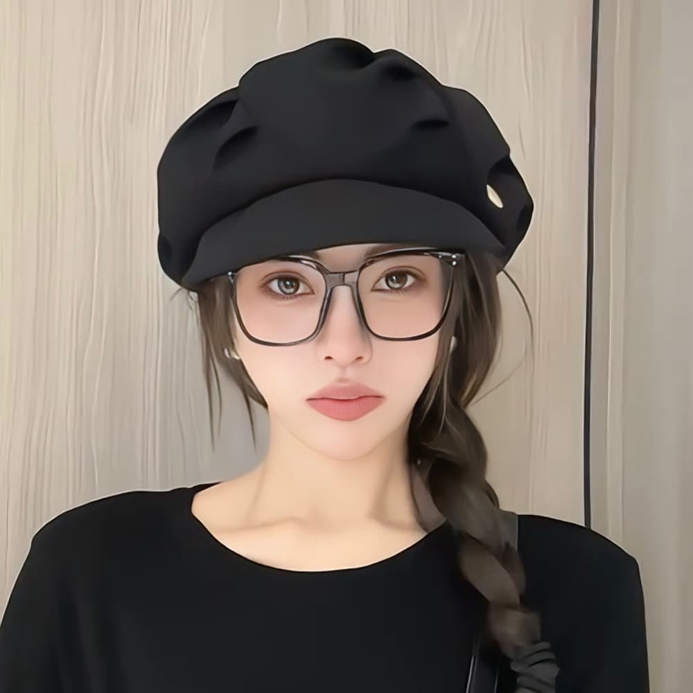 ボリューム キャスケット レディース 無地 つば付き帽子