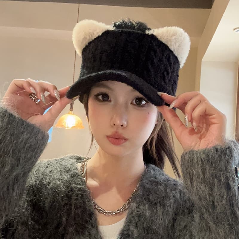 ふわもこ耳付きキャスケット