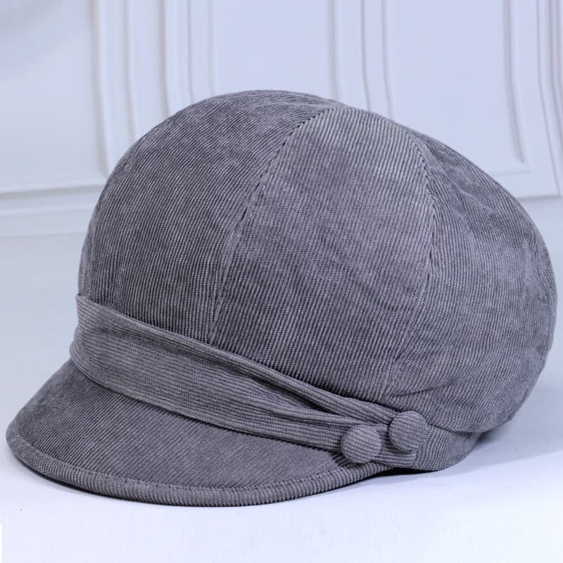 キャスケット 優美なリボン付きコーデュロイキャスケット