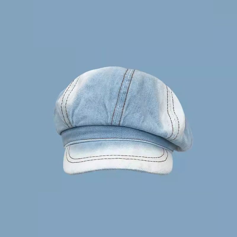 デニム水洗い加工キャスケット帽子