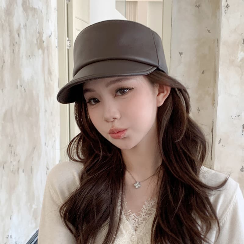 シンプル革キャスケット帽子